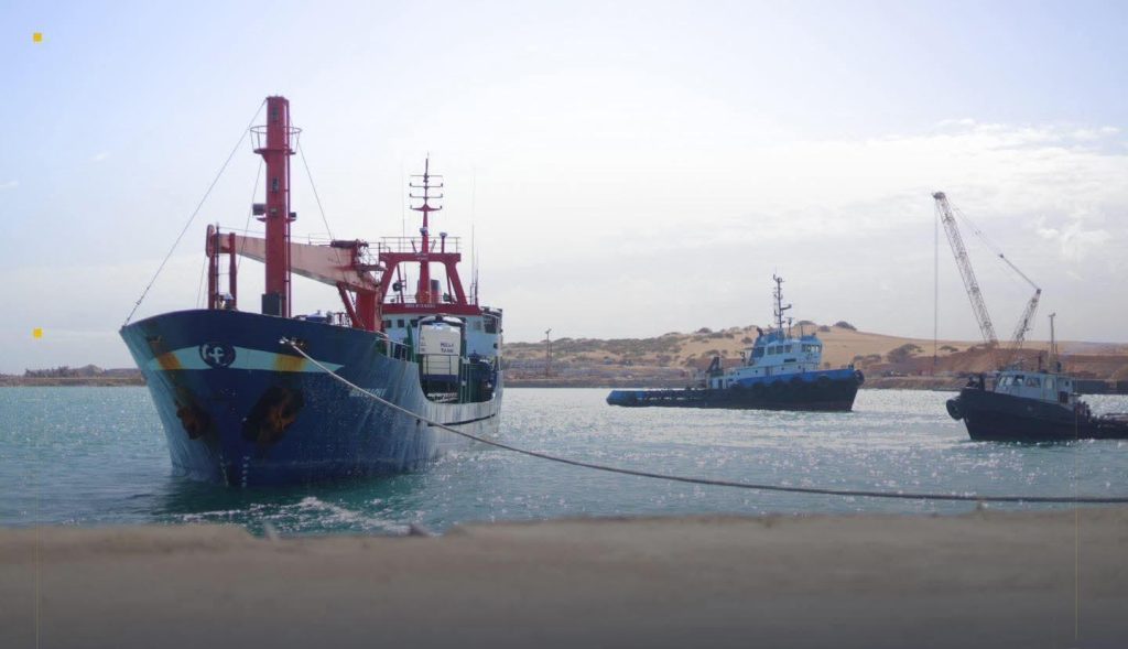 Arrival of a commercial ship loaded with organic fertilizer to the port of the Free Zone - Sirte