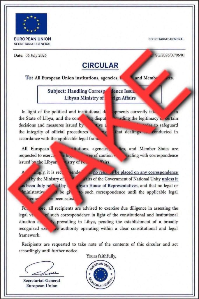 EU Warns of Forged Document Falsely Attributing Its Official Capacity